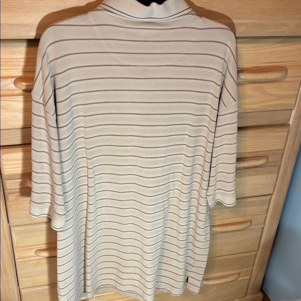 Ping Men's Beige and Brown Striped Polo Shirt XXL Dadcore Golf - Picture 5 of 5